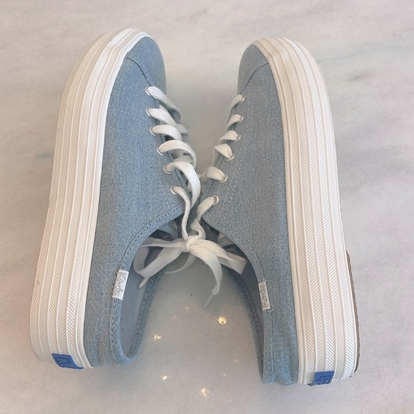 Keds Light Blue Denim Triple Kick Mule Slip On Women's Size 6 Sneaker Platform - Picture 11 of 12
